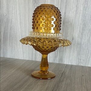 Fenton Amber Hobnail 3 piece Fairy Lamp
